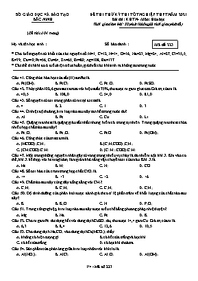 Đề thi thử Tốt nghiệp THPT môn Hóa học - Mã đề 223 - Năm học 2020-2021 - Sở giáo dục và đào tạo Bắc Ninh (Có đáp án)